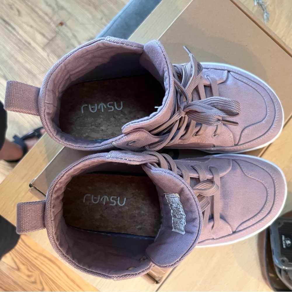 RUTSU High-Top Canvas Sneakers in Dusty Mauve - Women's 8 with Cork Insoles - Picture 4 of 10